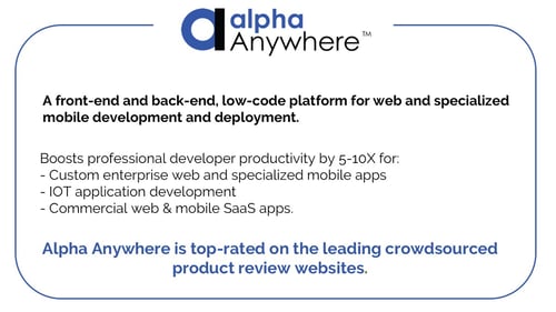 Alpha Anywhere low code mobile app development software